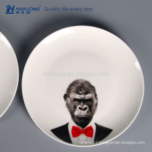 Animal Printing Ceramic Plates Dishes, Chinese Porcelain Ceramic Tableware For Customization